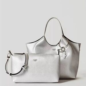 NWT GUESS Flora Large Shopper & Smaller Crossbody Handbag Tote 2pc Set